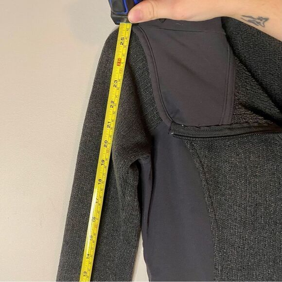 Athleta Full Asymmetrical Zip Hoodie Jacket Charcoal Gray Thumbholes - Picture 11 of 14